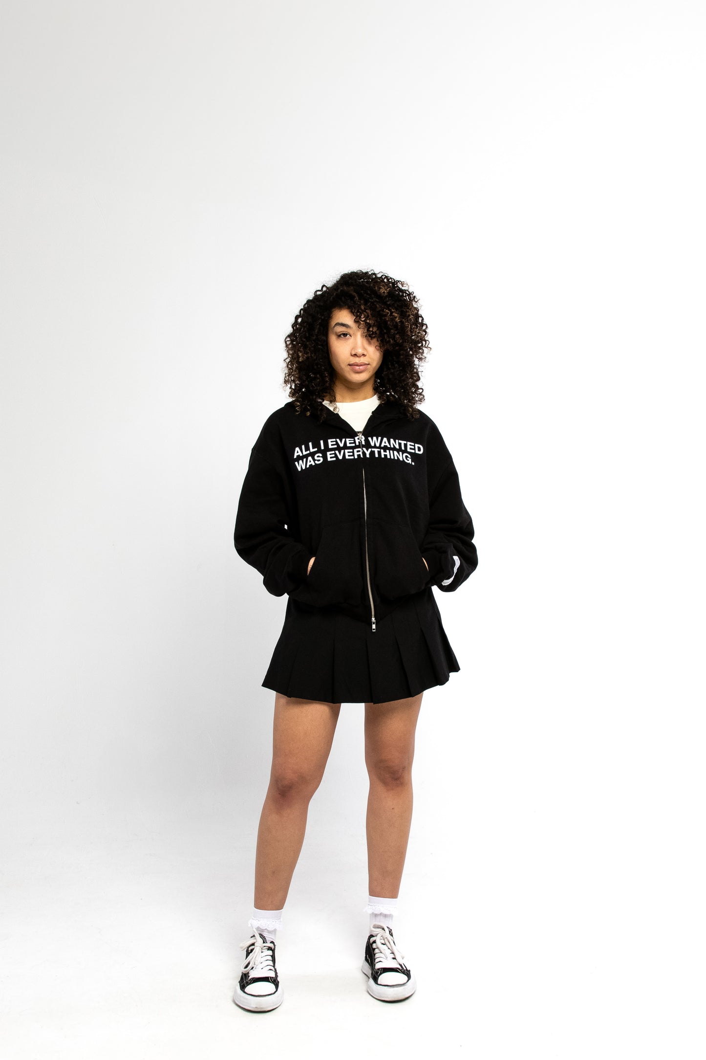 "ALL I EVER WANTED WAS EVERYTHING" zip-through hoodie