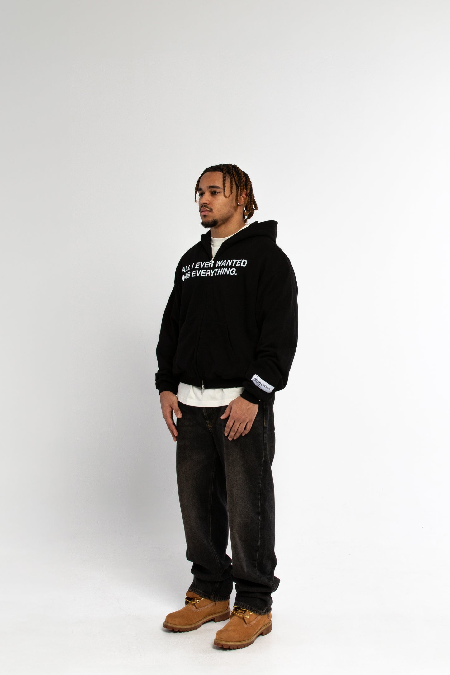 "ALL I EVER WANTED WAS EVERYTHING" zip-through hoodie