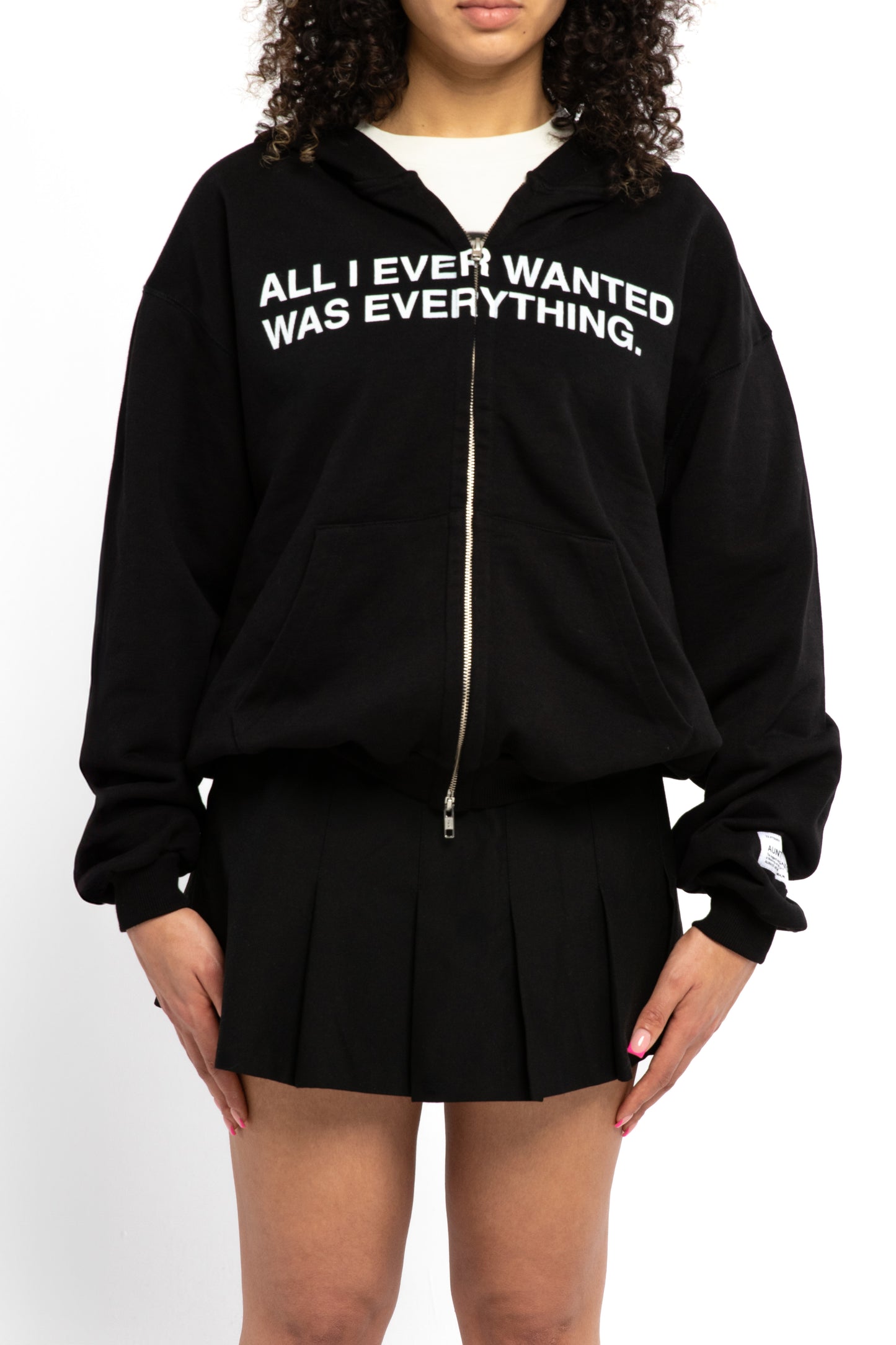 "ALL I EVER WANTED WAS EVERYTHING" zip-through hoodie